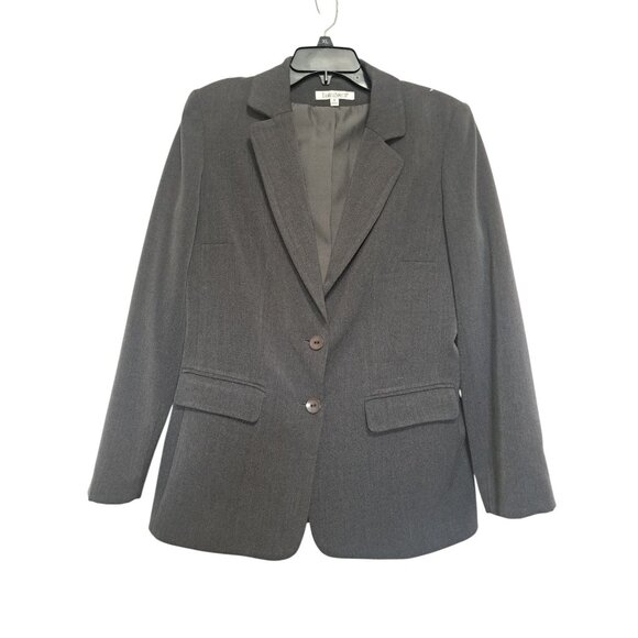 Travel Smith Womens Gray Two-Piece Suit Set Blazer & Skirt Size 12 Made In Canad - Picture 1 of 9